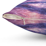Purple Seascape Throw Pillow — Sunset Ocean Waves Decorative Pillow