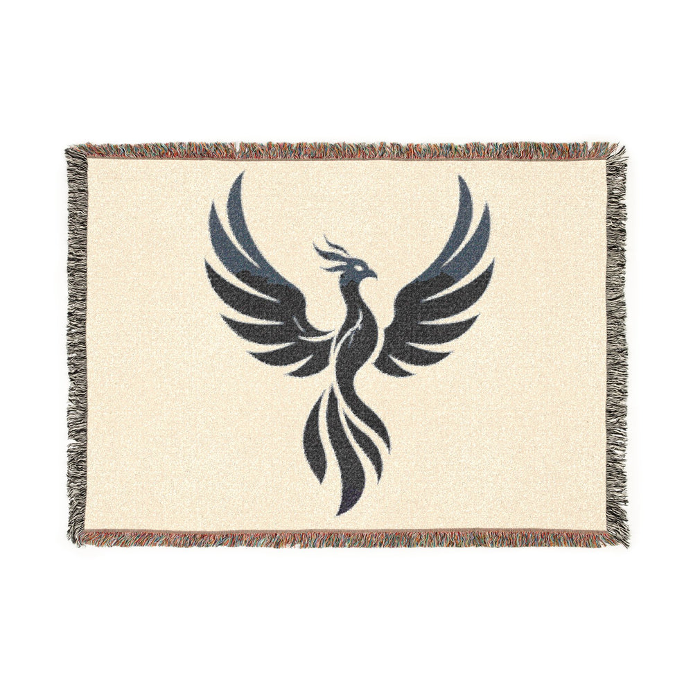 Phoenix Silhouette Woven Blanket | Tribal Bird Throw, Boho Home Decor
