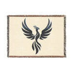 Phoenix Silhouette Woven Blanket | Tribal Bird Throw, Boho Home Decor