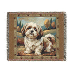 Shih Tzu Woven Blanket – Cozy Dog Throw with Scenic Backdrop