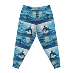 Unisex Ocean Waves Joggers - Dolphin Print Athletic Joggers