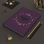 Moon Phase Hardcover Journal — Mystical Moth Notebook for Moon Magic & Wiccan Planning