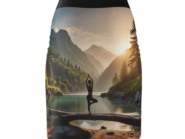 Yoga Pencil Skirt - Serene Lake Scene Design Workout Skirt - Iron Phoenix GHG