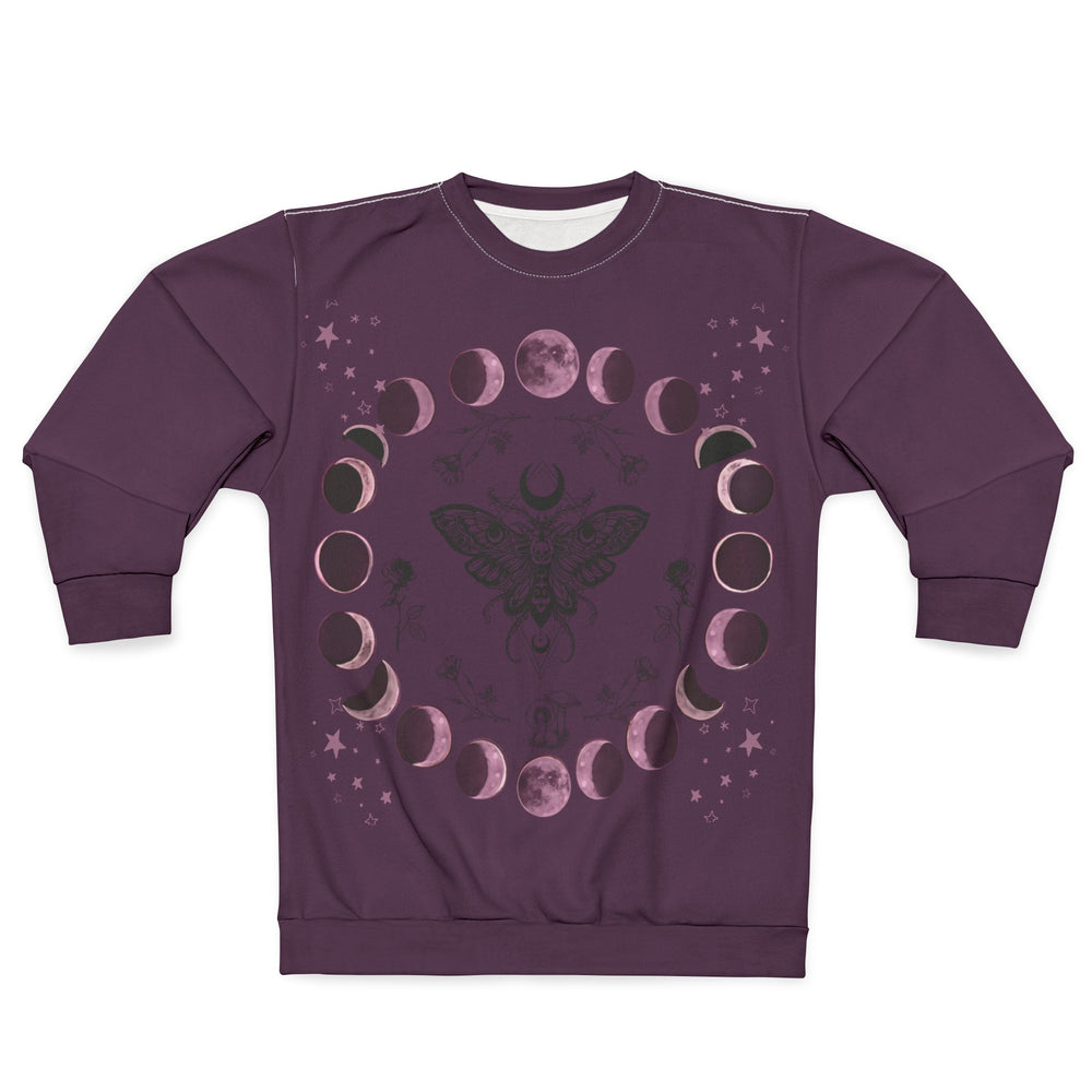 Lunar Phases Moth Sweatshirt | Moon Cycle Graphic Pullover