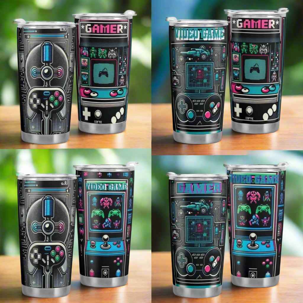 Retro Arcade Gamer Tumbler 1-4