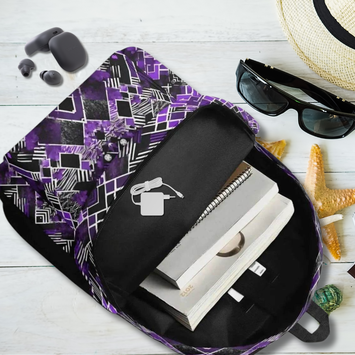 Purple Geometric Abstract Backpack