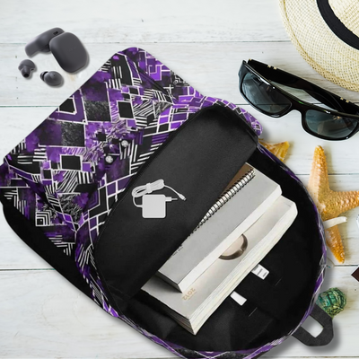 Purple Abstract Backpack | Modern Gamer School Bag