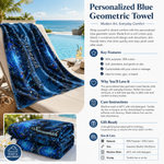 Personalized Blue Geometric Beach Towel - Close-up Pattern Detail | Our Phoenix Rise