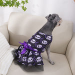 Halloween Tutu Dog Dress - Side View of Pet Wearing Gothic Skull Tutu | Our Phoenix Rise