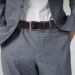Personalized Engraved Brown Leather Belt - strap and buckle side view | Our Phoenix Rise
