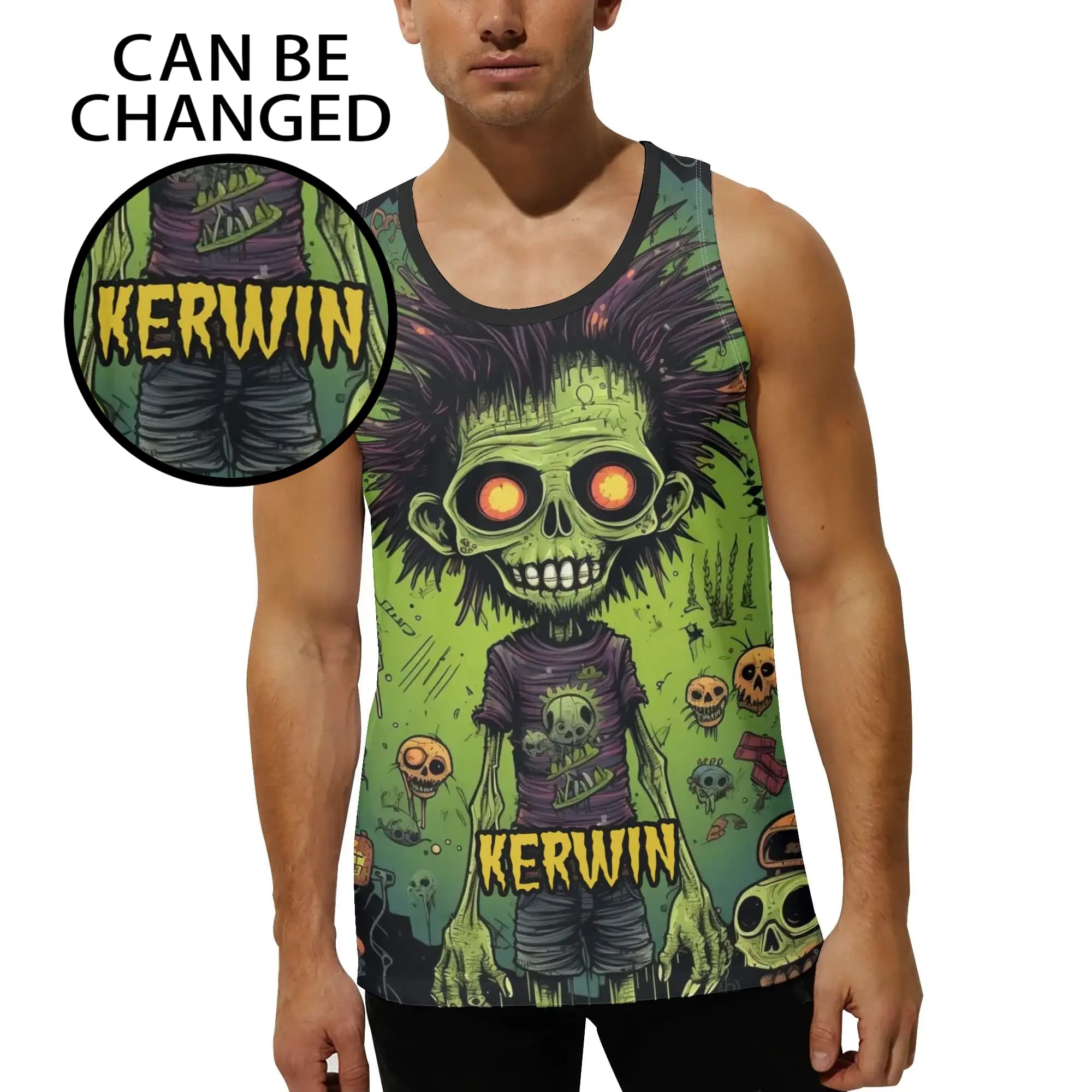 Personalized Zombie Tank Top Green S-5XL