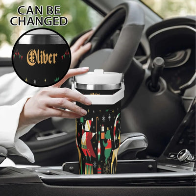 Personalized Christmas Insulated Tumbler - front view with custom name | Our Phoenix Rise