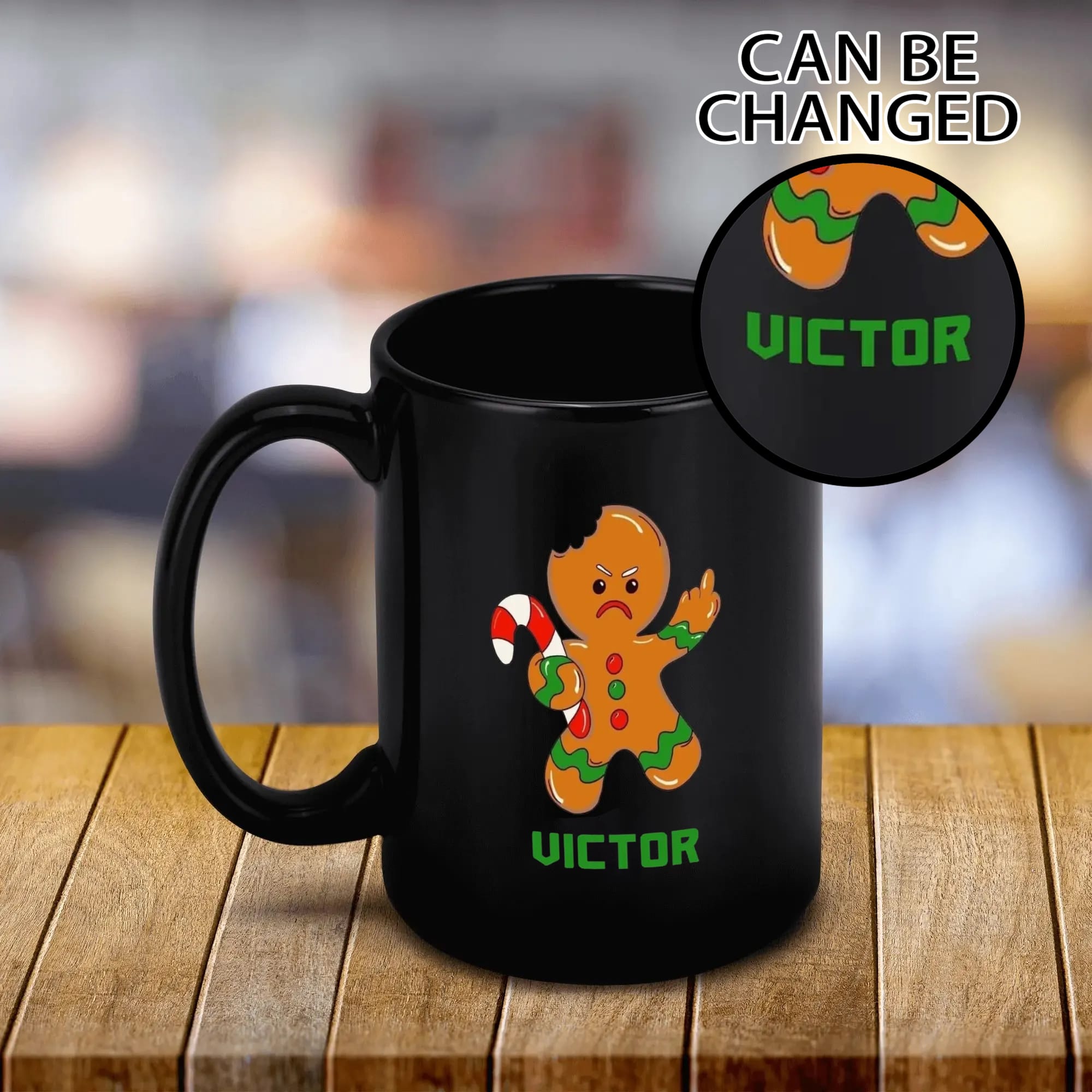 Personalized Angry Gingerbread Man Christmas Mug 15 oz