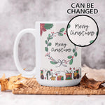 Christmas Coffee Mug 15 oz - Festive Wreath Design with Zoomed Merry Christmas Text | Our Phoenix Rise