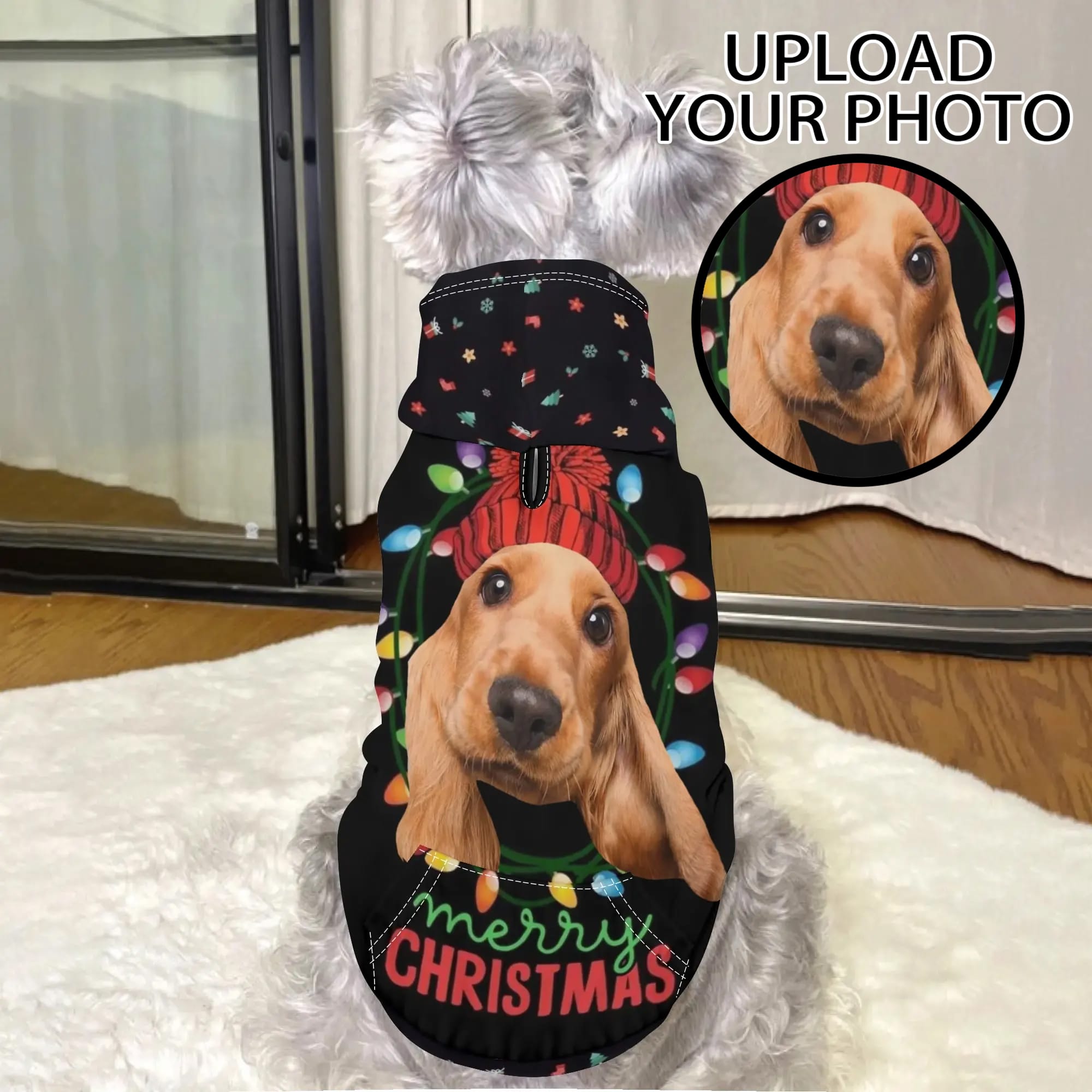 Personalized Dog Christmas Hoodie Black S-2XL S-xxl
