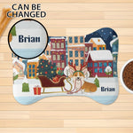 Personalized Christmas Corgi Dog Feeding Mat - Snowy Village Scene | Our Phoenix Rise