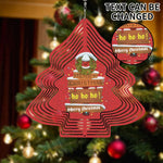 Personalized Christmas Tree Wind Spinner - red with custom text, blurred Christmas tree background | Our Phoenix Rise