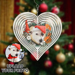 Personalized Pet Photo Heart Wind Spinner - Dog in Santa hat Christmas tree background | Our Phoenix Rise