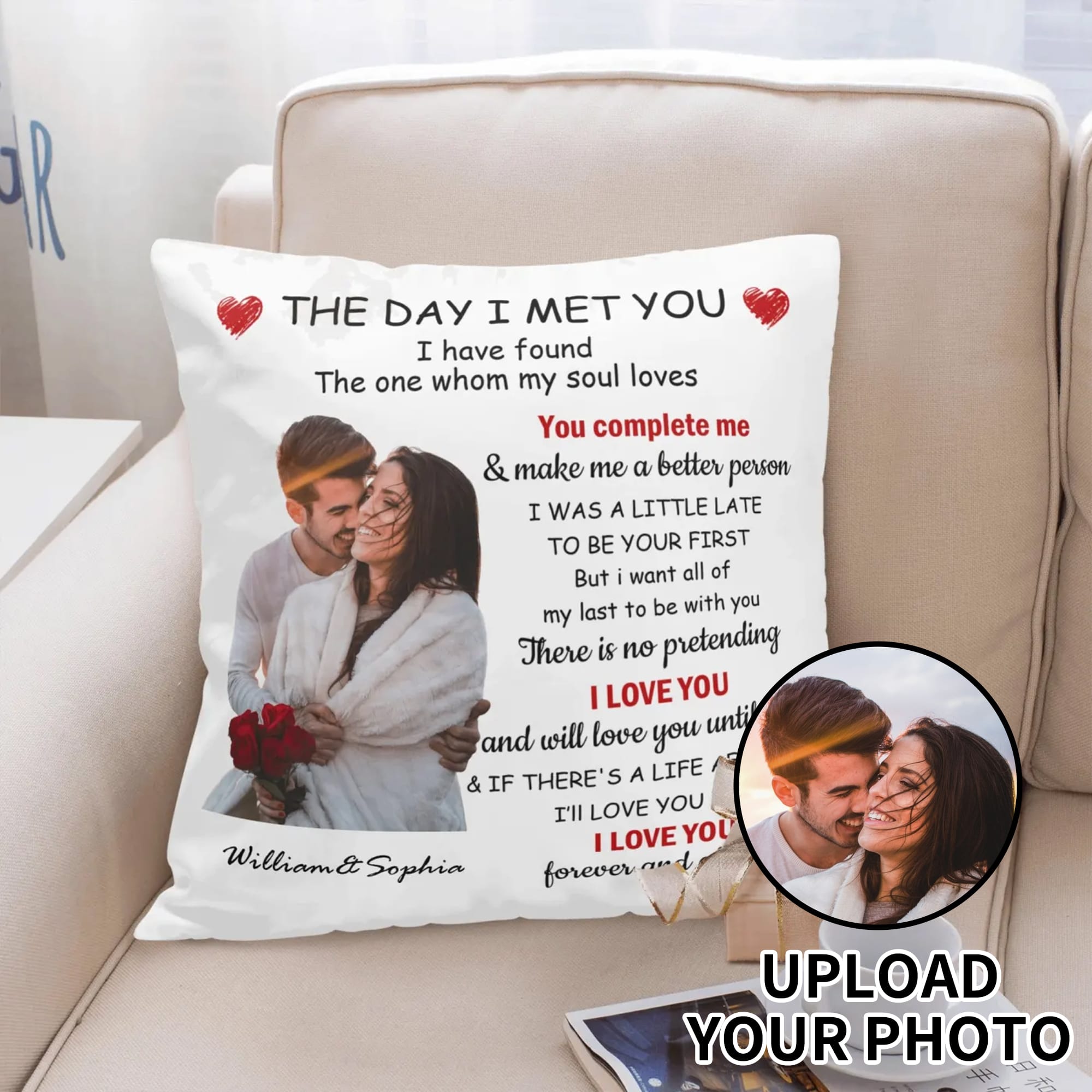 Personalized Couple Photo Pillow S-2XL
