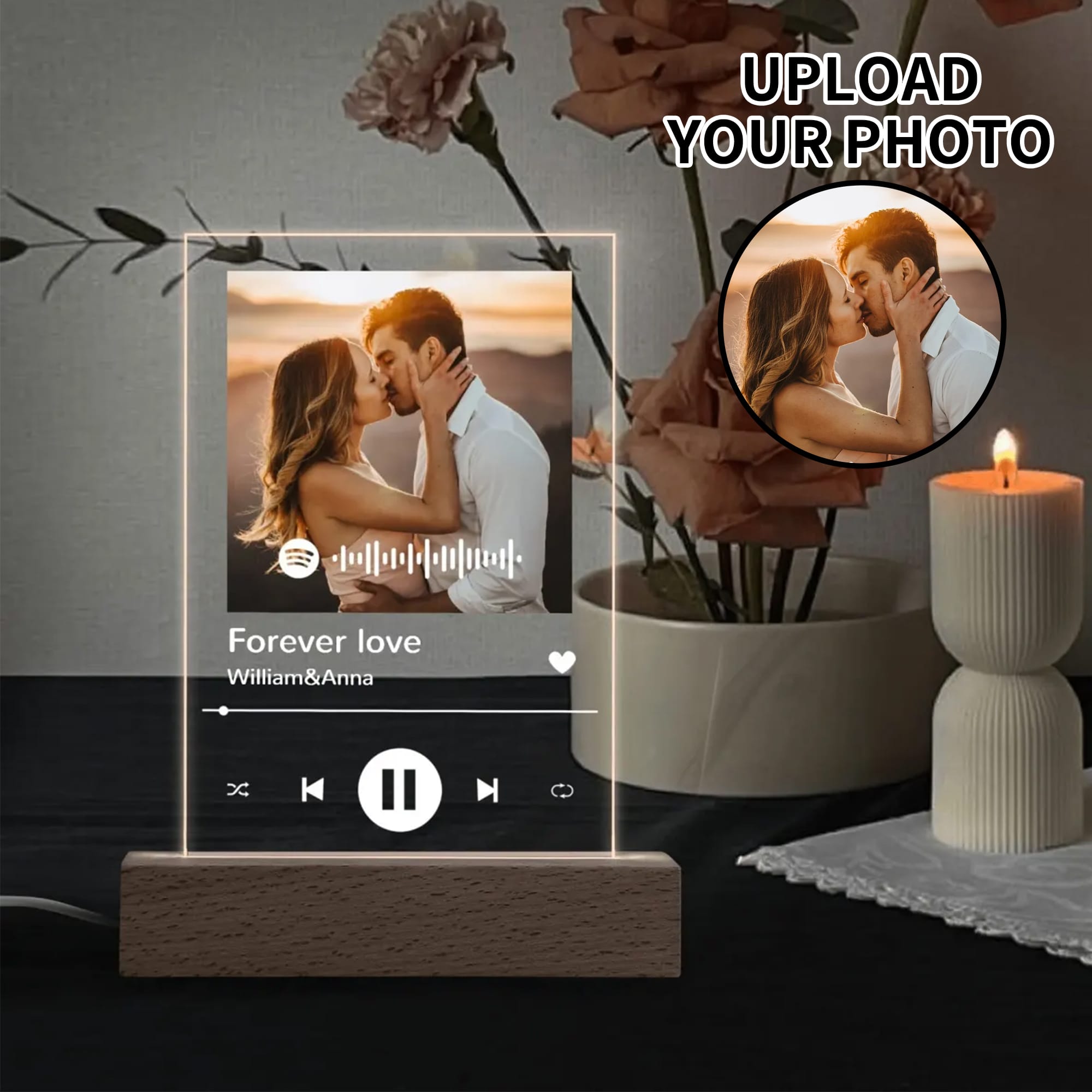 Personalized Music Player Acrylic Plaque led Base