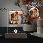 Personalized Music Player Acrylic Plaque - Custom couple photo, song title, and artist on illuminated LED base in romantic se | Our Phoenix Rise
