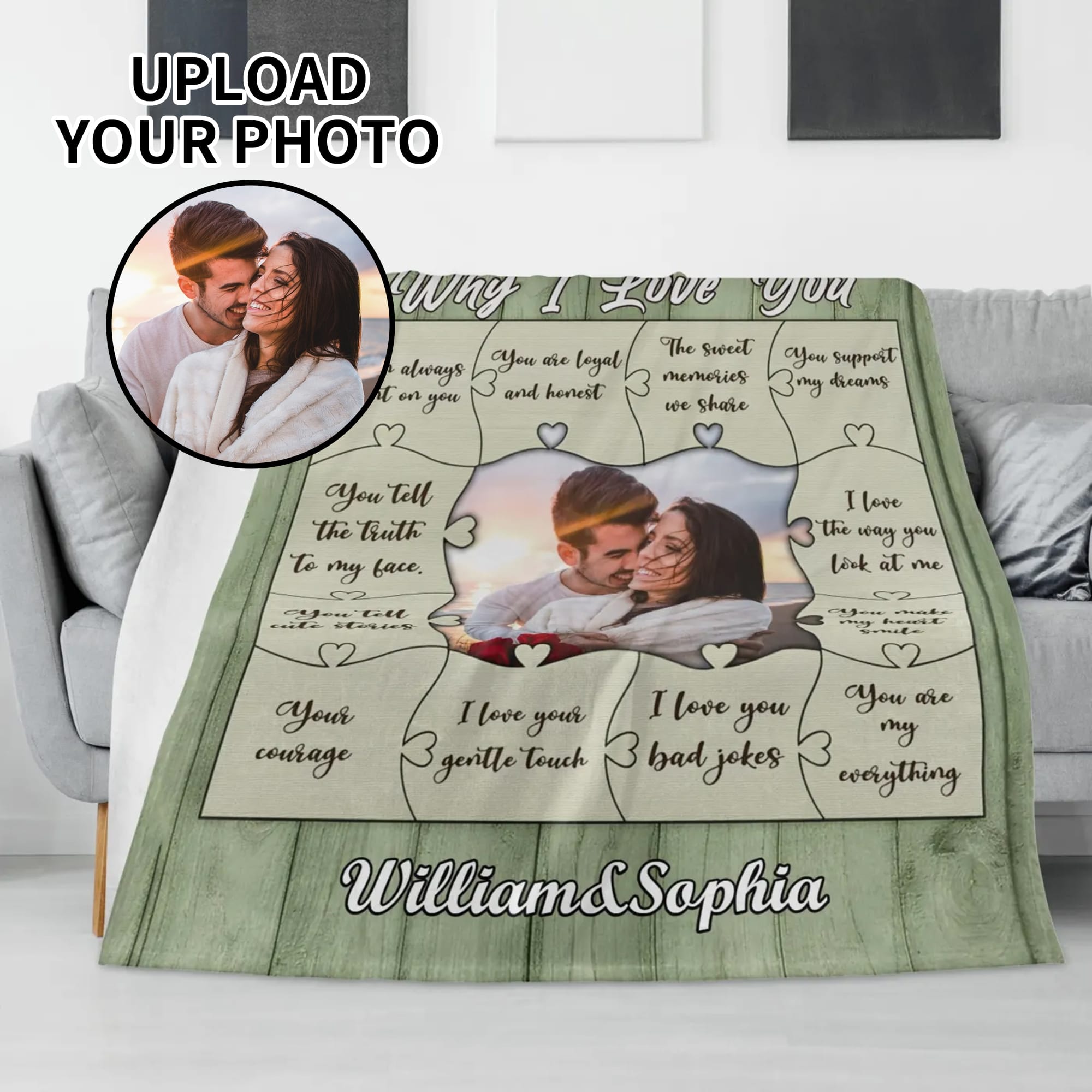 Personalized Couple Photo Blanket Why I Love You