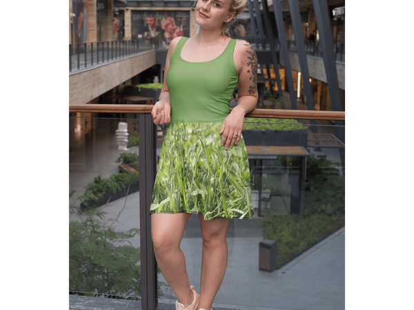 Verdant Blade Skater Dress | Green Summer Dress