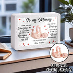 Personalized LED Photo Gift for New Mom - close up of custom message and baby | Our Phoenix Rise