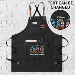 Personalized Dad Apron Man Myth Legend - Black with 'William' name closeup | Our Phoenix Rise