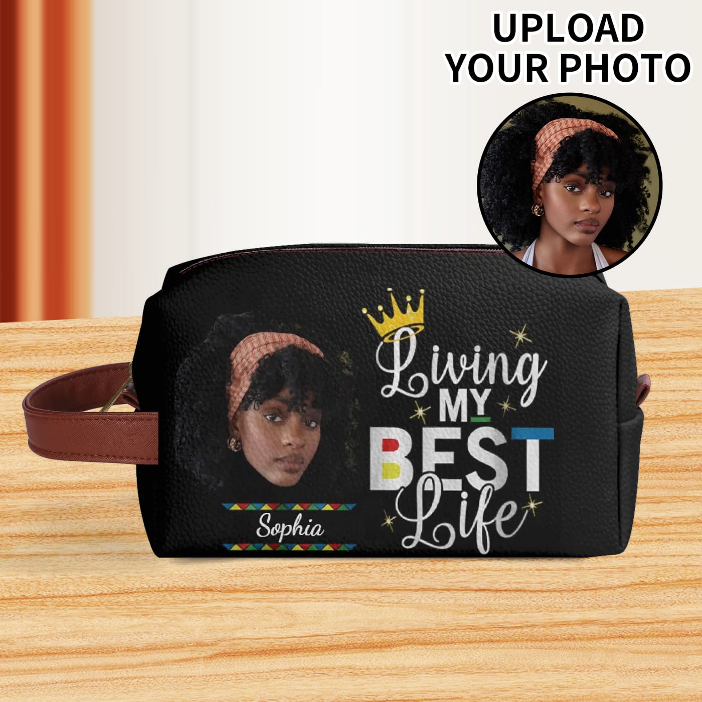 Personalized Makeup Bag Living My Best Life Black