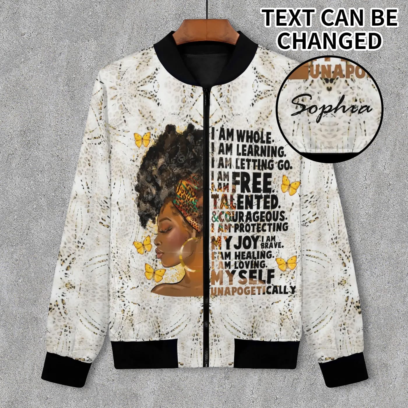 Personalized African American Bomber Jacket White S-4XL