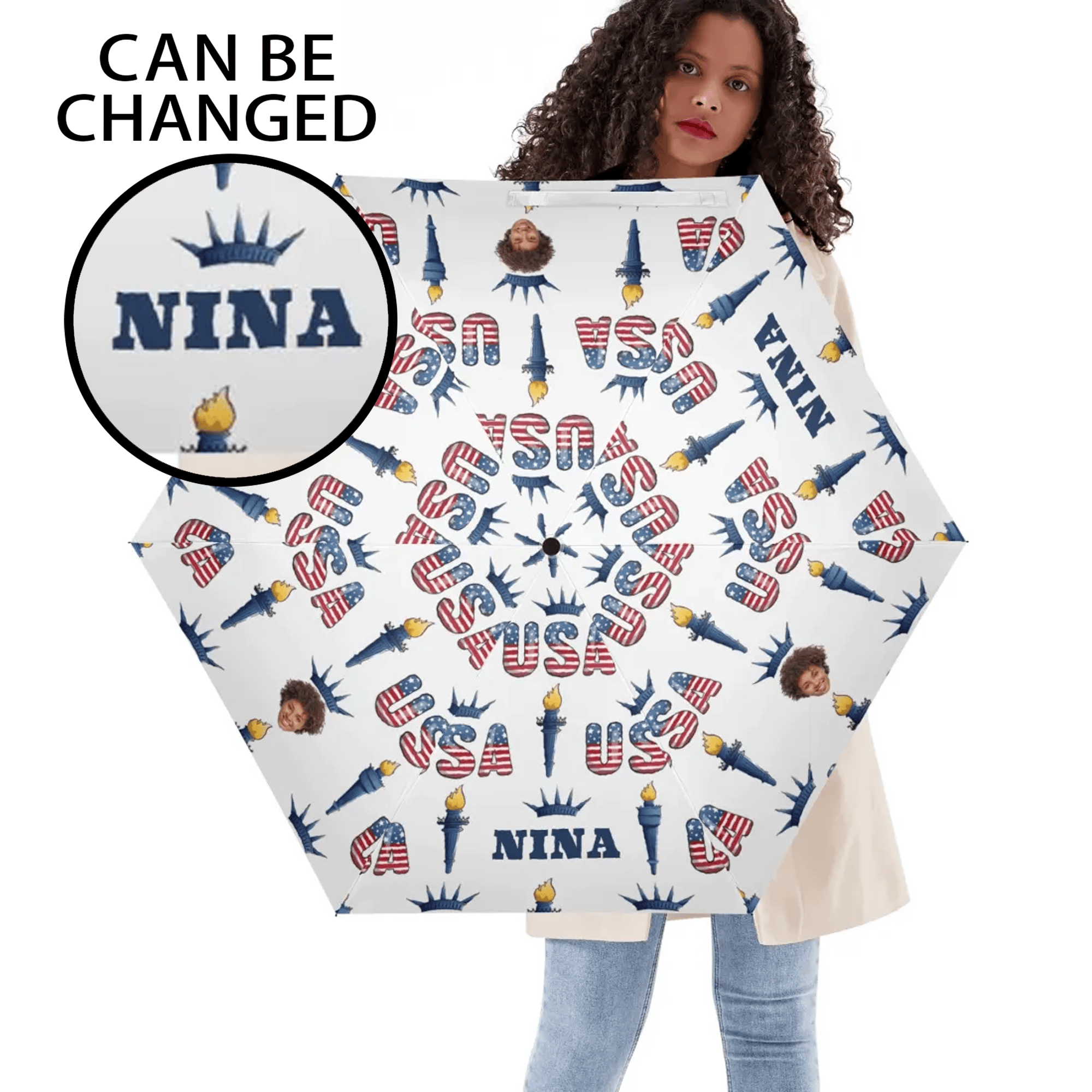 Personalized Patriotic Auto Open Close Umbrella