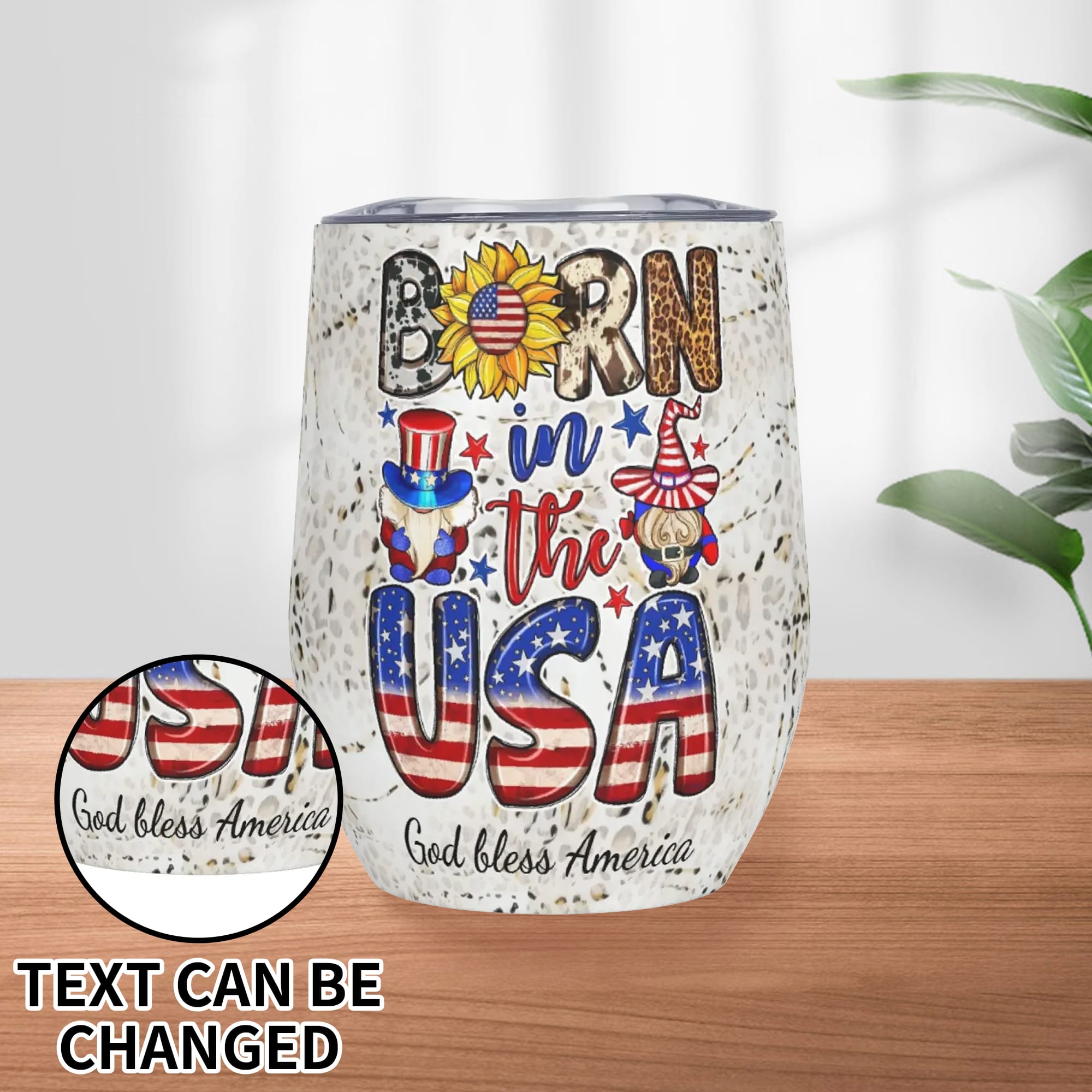 12oz Wine American spirit Tumbler Wine Glasses with Lid for Cold & Hot Drinks