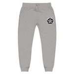 Embroidered Star Compass Sweatpants — White Fleece Joggers