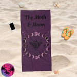 Moth with Lunar Phases Beach Towel | Moon Phase Moth Design