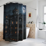 Haunted Mansion Shower Curtain – Spooky Moonlit Gothic Bathroom Decor