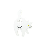 Cat Butt Shaped Food Sealing Clip - Full view of the white plastic cat silhouette with floral cutout | Our Phoenix Rise