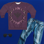 Lunar Phases Moth Sweatshirt | Moon Cycle Graphic Pullover