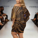 Abstract Print Off Shoulder Dress - back view flattering fit | Our Phoenix Rise