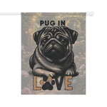 Pug Love Garden Banner, Pet Lover Decor, Dog Lover Gift, Outdoor Flag, Home & Garden Decoration
