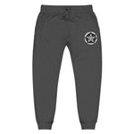 Embroidered Star Compass Sweatpants — White Fleece Joggers