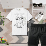 Maltese Dog Lover T-Shirt - Man wearing Washed Denim tee walking with Maltese dog | Our Phoenix Rise