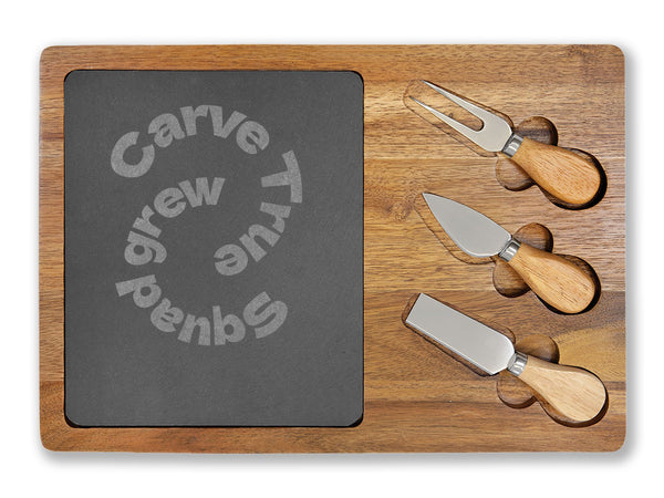 Engraved Acacia & Slate Charcuterie Board | Personalized Serving Set