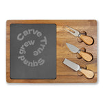 Engraved Acacia & Slate Charcuterie Board | Personalized Serving Set