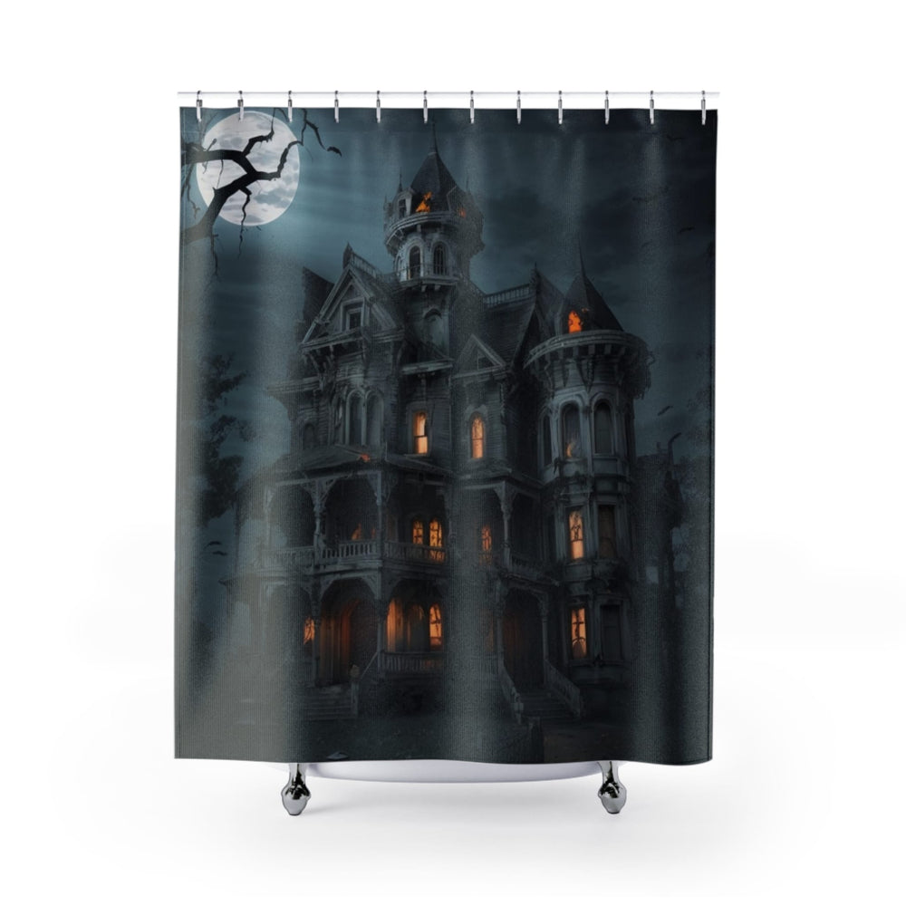 Haunted Victorian Manor Shower Curtain - Gothic Halloween Bathroom Decor