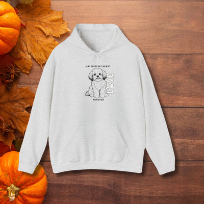 Ash Maltese Dog Lover Hoodie - Ash with Fall Decor | Our Phoenix Rise