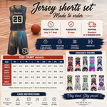 Galaxy Print Basketball Jersey Set Black S-4XL
