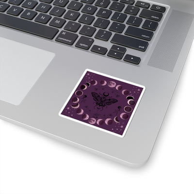 Moth and Moon Phases Sticker | Kiss-Cut Witchy Celestial Decal