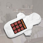 Funny Devil Monster Pet Hoodie - White hoodie angled on bed showing devil design | Our Phoenix Rise