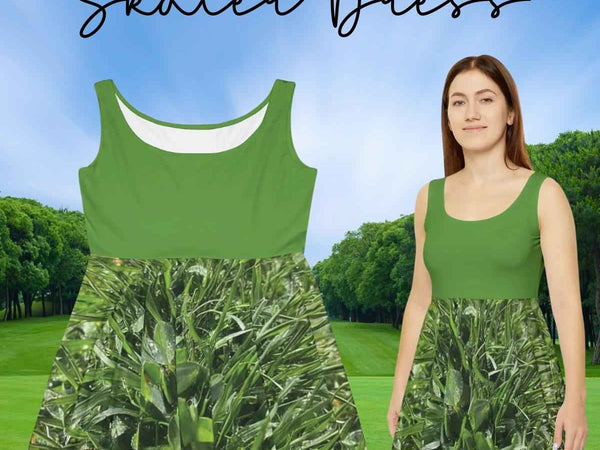 Verdant Blade Skater Dress | Green Summer Dress